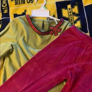 Gymboree set,green tunic and fuchsia leggings.